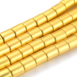 No magnético hematites sintética abalorios hebras, revestimiento galvánico (retención de color durante 1 año), columna, oro chapado, 6x6mm, agujero: 1 mm, aproximamente 66 pcs / cadena, 15.91 pulgada (40.4 cm)