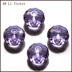Perles d'imitation cristal autrichien, grade AAA, facette, rondelle, lilas, 6x4mm, Trou: 0.7~0.9mm
