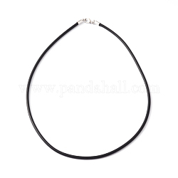 Round Leather Cord Necklaces Making, with 304 Stainless Steel Lobster Claw Clasps, Black, 18.9inch, 3mm