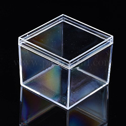 ポリスチレンプラスチックビーズ貯蔵容器  正方形  透明  6.5x6.5x5.5cm
