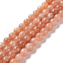 Natürliche sunstone Perlen Stränge, Runde, 8~8.5 mm, Bohrung: 1 mm, ca. 24 Stk. / Strang, 7.68'' (19.5 cm)