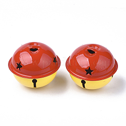 Ciondoli campana di ferro, Due toni di tono, rosso, 33.5x40mm, Foro: 8x3 mm