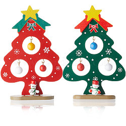 Gorgecraft 2 комплект 2 цвета Рождественская елка деревянная витрина для детей, для украшения домашнего рабочего стола, разноцветные, 34x64x135 мм, 1 комплект / цвет