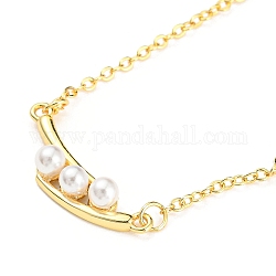 Collana con pendente in plastica imitazione perla a forma di pisello con catenelle portacavi in ottone, caffè dorato, 16.69~17.01 pollice (42.4~43.2 cm)