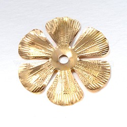 6-Blütenblatt Blüte Eisen Perlkappen, golden, 45x45x1 mm, Bohrung: 5 mm