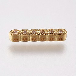 Il micro ottone pavimenta i distanziatori cubici di zirconia, chiaro, oro, 15.5x2.5x3mm, Foro: 1 mm