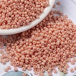 Perles rocailles miyuki rondes, Perles de rocaille japonais, (rr596) thé rose opaque lustre, 8/0, 3mm, Trou: 1mm, environ 422~455 pcs/10 g