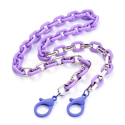 Personalisierte Halsketten aus Acryl und CCB-Kunststoffkabel, Brillenketten, Handtaschenketten, mit Kunststoff-Hummerkrallenverschlüssen, Medium lila, 26.97 Zoll (68.5 cm)