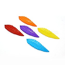 Opaque Plastic Acrylic Leaf Pendants, Mixed Color, 51.5x15.5x7mm, Hole: 2mm, about: 555pcs/500g