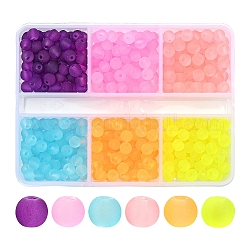 480 Stück 6 Farben transparente Glasperlenstränge, für die Herstellung von Perlenschmuck, matt, Runde, Mischfarbe, 4 mm, Bohrung: 1.1~1.6 mm, 80 stück / farben