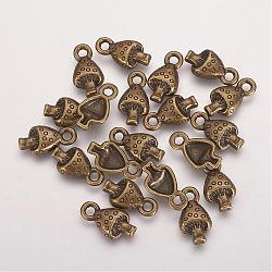 Tibetan Style Alloy Pendants, Lead Free, Cadmium Free and Nickel Free, Mushroom, Antique Bronze, Size: about 13mm long, 8mm wide, hole: 2mm