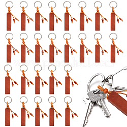 CHGCRAFT 26Pcs Iron Key Ring Keychain, with Peach Wood and Polyester Cord, Saddle Brown, 11cm