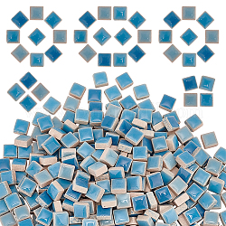 Cabochon in porcellana di colore sfumato ahademaker, tessere di mosaico quadrate, per la decorazione domestica o fai da te, Blue Steel, 10x10x5.5mm, 108pcs/scatola, 3 busta/scatola