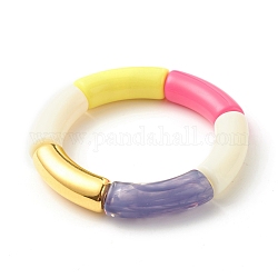 Bracciali elastici con perline in tubo acrilico, con perline di plastica ccb, colorato, diametro interno: 2 pollice (5.2 cm)