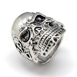 Anillos de aleación de dedo, anillos de banda ancha, anillos gruesos, cráneo, tamaño de 11, plata antigua, 21mm
