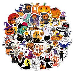 50 Uds. Pegatinas de dibujos animados impermeables de vinilo holográfico de halloween, calcomanías autoadhesivas para manualidades, patrón temático de halloween, 22~70x39.5~82x0.3mm