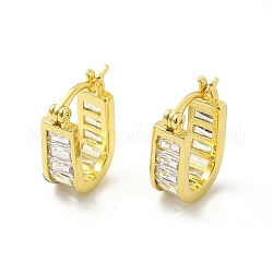 Orecchini a cerchio ovali con zirconi chiari, gioielli in ottone per le donne, oro chiaro, 15x10x5mm, ago :0.6~0.8x0.5mm