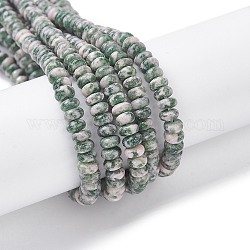 Fili di perle di diaspro spot verde naturale, rondelle, 4.5x2.5mm, Foro: 0.8 mm, circa 158pcs/filo, 15.55 pollice (39.5 cm)
