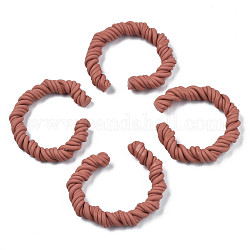 Polymer Clay Twist Rope Open Ring, for DIY Jewelry Making, Sienna, 41~43x37~40x6.5~7.5mm