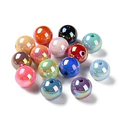 Uv perles acryliques de placage, couleur ab , ronde, couleur mixte, 16x15mm, Trou: 3mm