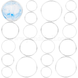 SUNNYCLUE 1 Box 100Pcs 5 Sizes Brass Linking Rings Open Bezel Charms Round Earring Hoops Earrings Charm Connector Links Frames Silver Circle Pendant for Jewellery Making Charms Crafting Accessories