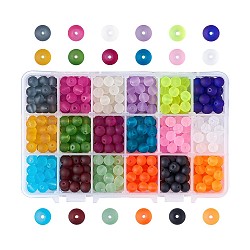 Kissitty Transparent Glass Beads Strands, Frosted, Round, Mixed Color, 8mm, Hole: 1.3~1.6mm