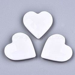Perline acrilico opaco, sfaccettato, cuore, bianco, 45.5x45.5x10mm, Foro: 1.5 mm, circa 45pcs/500g