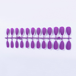 Unghie finte in plastica opaca tinta unita punte per unghie finte a copertura totale, pressa naturale di media lunghezza sulle unghie, blu viola, 18~24x7~14mm, su 24 pc / insieme