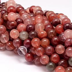 Rouge naturel quartz brins de perles, ronde, 8mm, Trou: 1mm, Environ 55 pcs/chapelet, 15.7 pouce