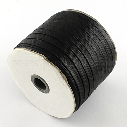 Плоским корейский воском полиэфирного корда, чёрные, 8x1 мм, около 90.76 ярда (83 м) / рулон