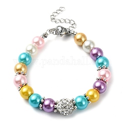 Bracelets de perles d'imitation de verre pour femmes, colorées, 6-3/4 pouce (17 cm)