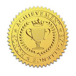 Pegatinas autoadhesivas en relieve de lámina de oro, etiqueta engomada de la decoración de la medalla, patrón de trofeo, 5x5 cm