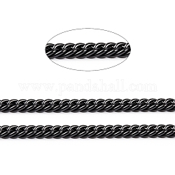304 chaîne cubaine en acier inoxydable, chaînes gourmettes épaisses, avec bobine, électrophorèse noir, 5x4x0.8mm, environ 65.61 pied (20 m)/rouleau