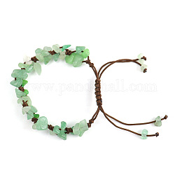 Bracelet tressé en perles d'aventurine verte naturelle, bracelet réglable pour femme, 8-5/8~10-5/8 pouce (22~27 cm)