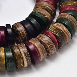 Colorati fili di cocco naturale perline disco, colore misto, 12x3mm, Foro: 2 mm, circa 103pcs/filo, 15.4 pollice