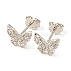 Boucles d'oreilles papillon en zircone cubique transparente, bijoux en argent sterling, platine, 6.5x8mm