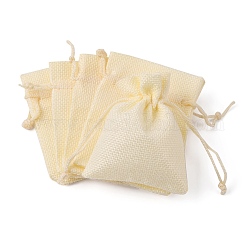 黄麻布ラッピングポーチ巾着袋  レモンシフォン  9x7cm