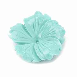 Coupelles de corail synthétique teint, fleur, turquoise, 18.5~19.5x19~20x4.5~5.5mm, Trou: 1mm