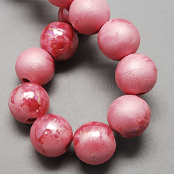 Perline porcellana fatto a mano, perlato, tondo, rosa caldo, 8mm, Foro: 2 mm