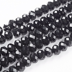 Faceted Rondelle Handmade Glass Beads, for DIY Crafting, Black, 8x6mm, Hole: 1mm, about 68~70pcs/strand