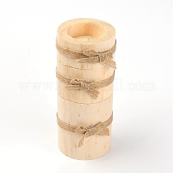 Bougeoir en bois de schima, avec nœud en ruban de chanvre, colonne, burlywood, 59~60x63~64x28~70.5mm, 3 pièces / kit
