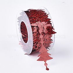 Rollos de cadena de lentejuelas / paillette de plástico, accesorios del ornamento, árbol de Navidad, rojo, 30 mm, aproximamente 30 yardas / rodillo