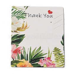Cardboard Necklace Earring Set Display Cards, Rectangle, White, Flower Pattern, 6.4x5.1x0.02cm, 100pcs/bag