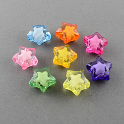 Perles en acrylique transparente, Perle en bourrelet, étoiles du nord, couleur mixte, 34x35x13mm, Trou: 3mm, environ 60 pcs/500 g
