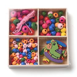 Ensemble de bijoux en bois d'érable, thème de la journée des enfants, kits de fabrication de bricolage, couleur mixte, cheval, 30x33x5mm, Trou: 1.6mm