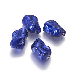 Ccb Kunststoff-Perlen, mit Emaille, Nuggets, dunkelblau, 32~34x23~26 mm, Bohrung: 1.5 mm