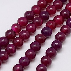 Natural Agate Beads Strands, Dyed, Round, Medium Violet Red, 8mm, Hole: 1mm