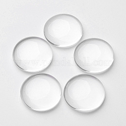 Glass Cabochons, Transparent, Half Round, Flat Back for Jewelry and Cabochon Settings, Clear, 22x6mm