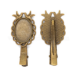 Accessori di clip alligatore per capelli di ferro, con castoni cabochon in lega di zinco, bronzo antico, vassoio: 18x28 mm; circa 30 pz/borsa