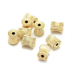 Yellow Gold Filled Corrugated Beads, 1/20 14K Gold Filled, Cadmium Free & Nickel Free & Lead Free, Barrel, 6x5.3mm, Hole: 1.5mm